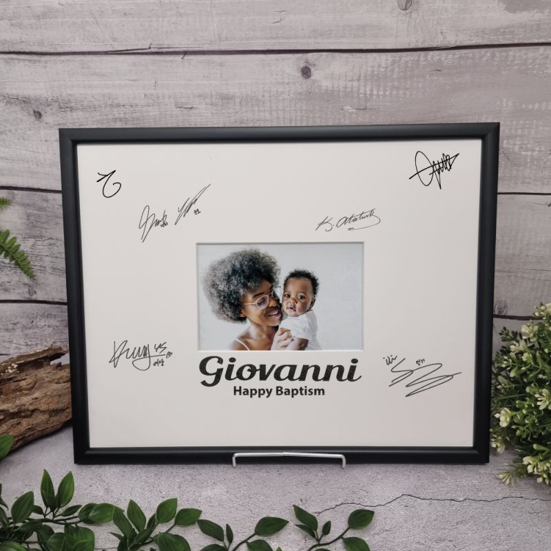 Baptism Signature Frame Black Glitter 4x6 Photo