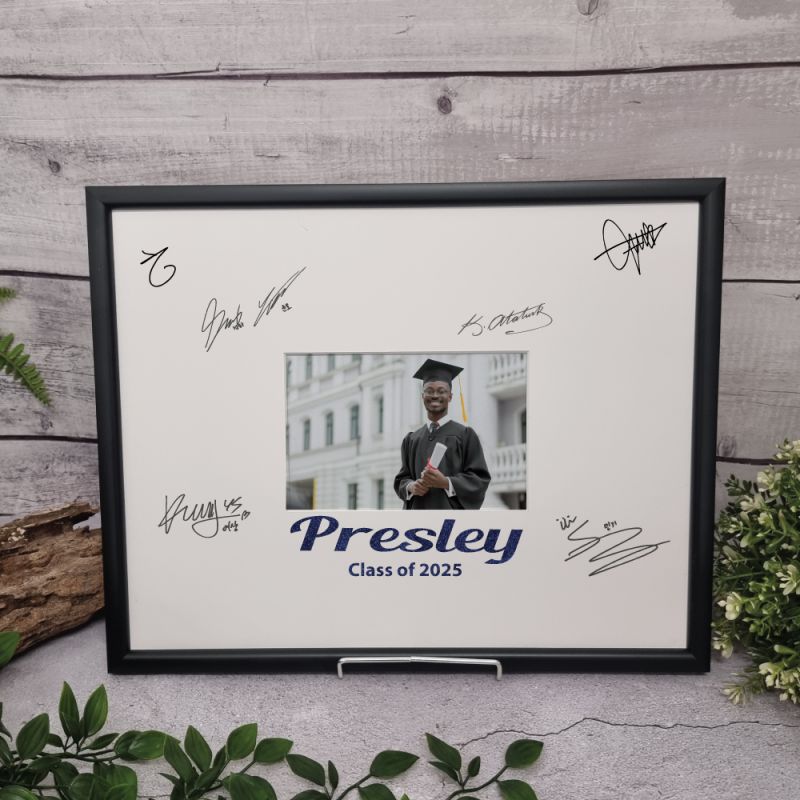 Graduation Signature Frame Black Glitter 4x6 Photo