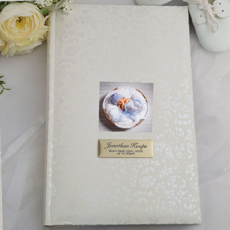 Personalised Cream Lace Baby Photo Album - 300