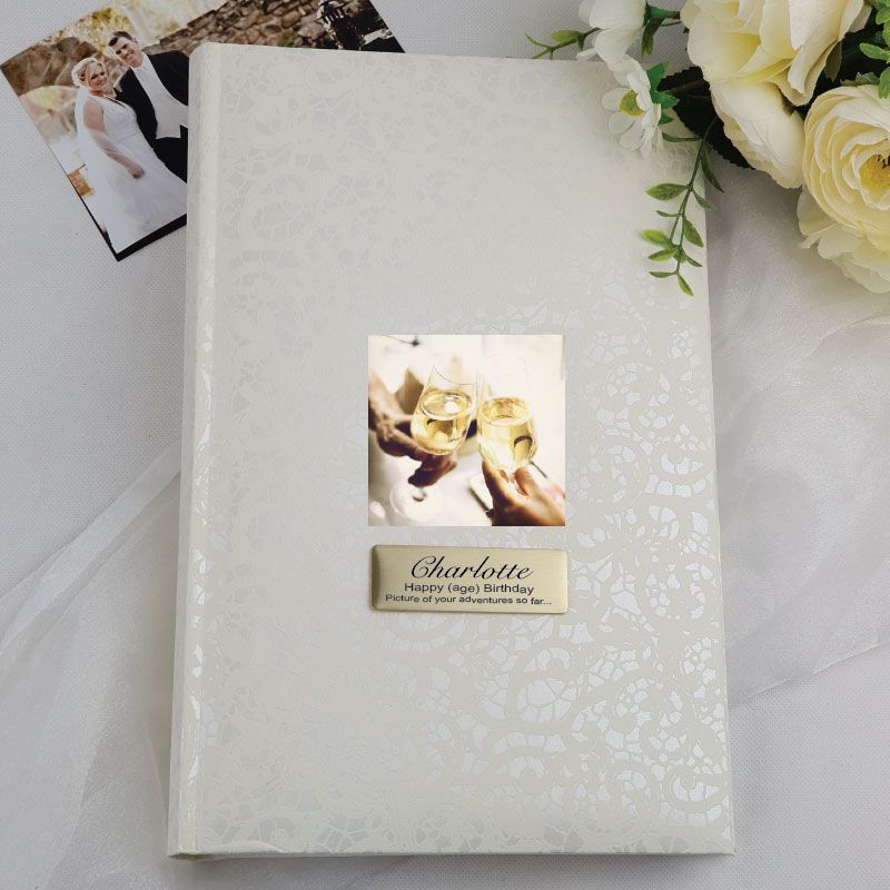 Personalised Birthday Photo Album - 300 Cream Lace