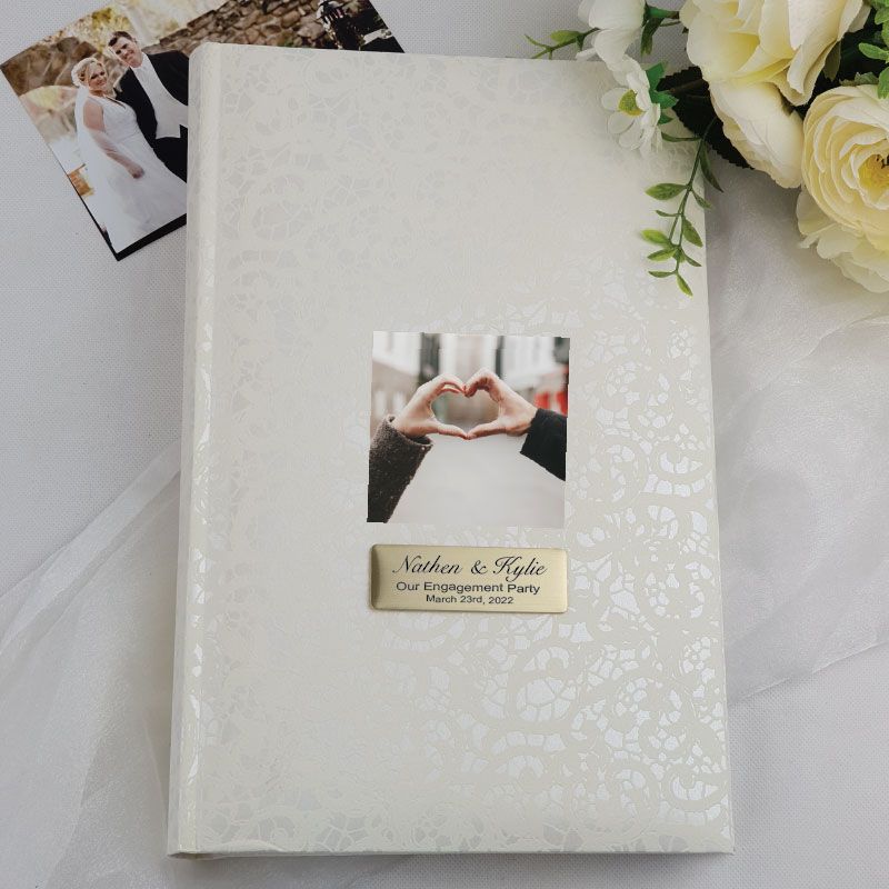 Personalised Cream Lace  Engagement Photo Album - 300