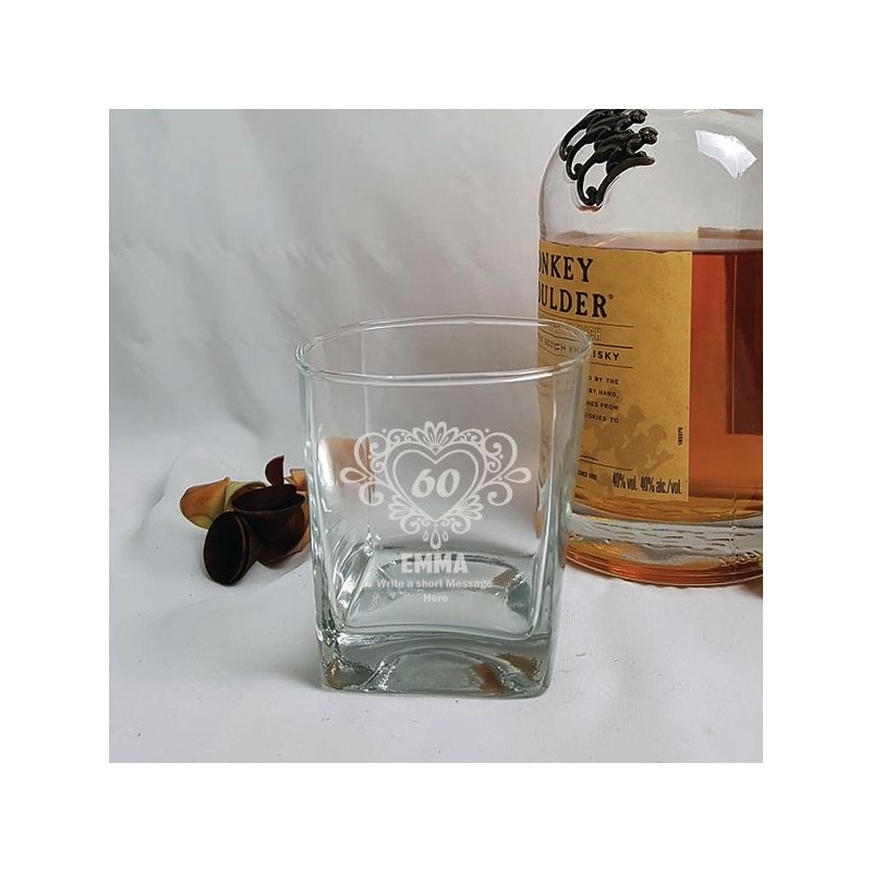 60th Birthday Engraved Personalised Scotch Spirit Glass (F)