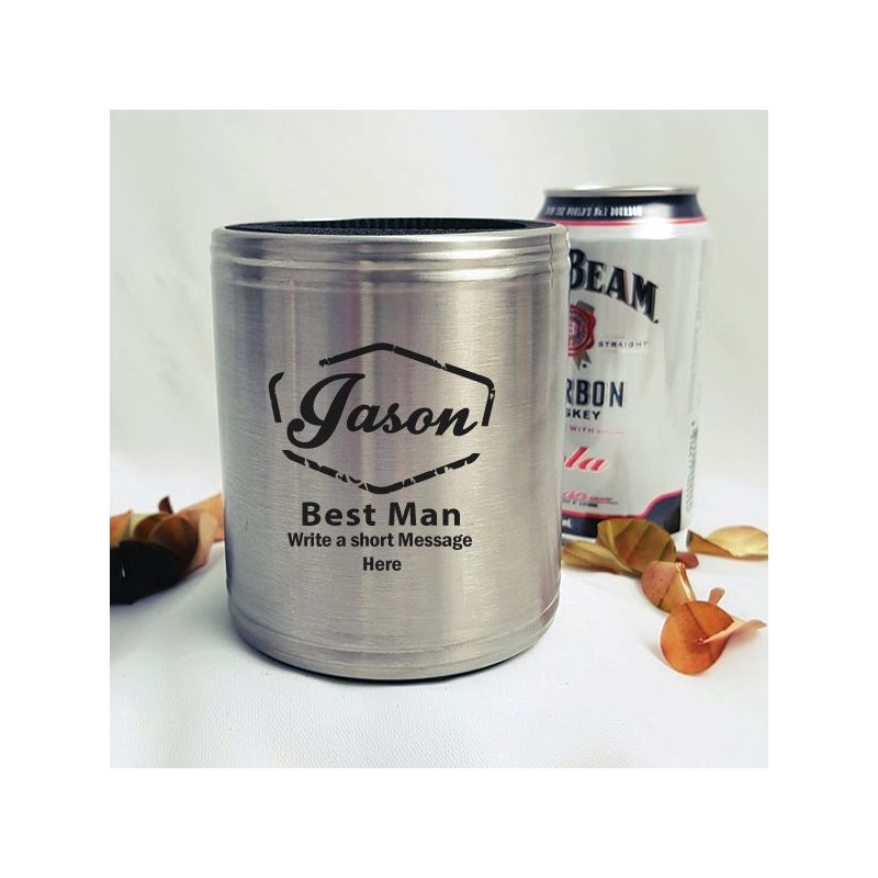 Best Man Engraved Silver Stubby Can Cooler Personalised