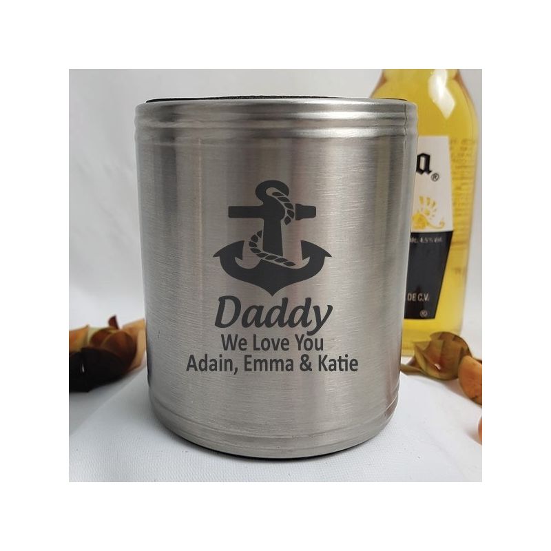 Dad Engraved Silver Stubby Can Cooler Personalised