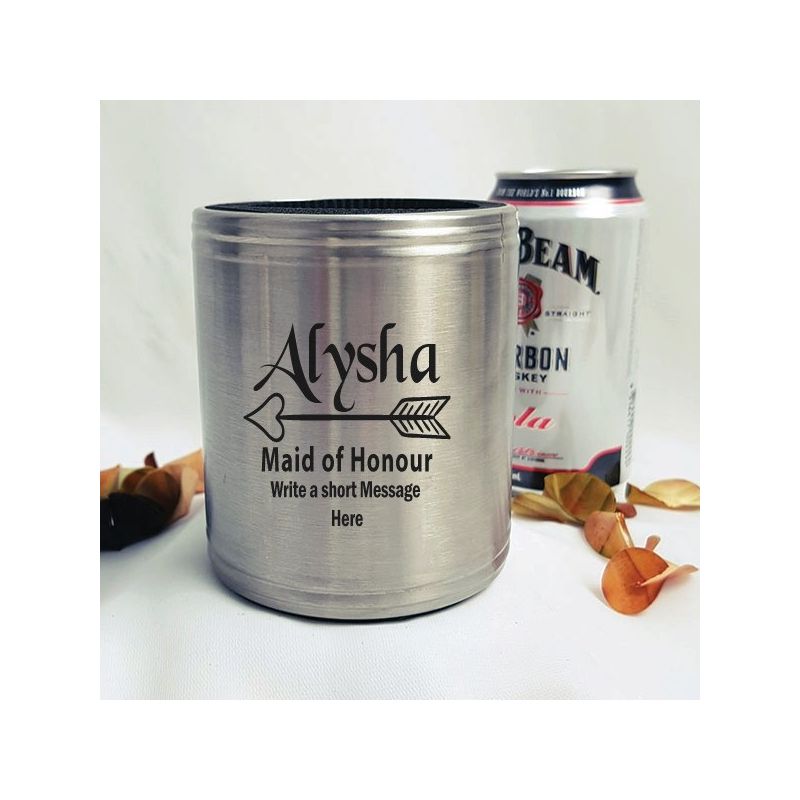 Maid Of Honour Silver Can Cooler Personalised