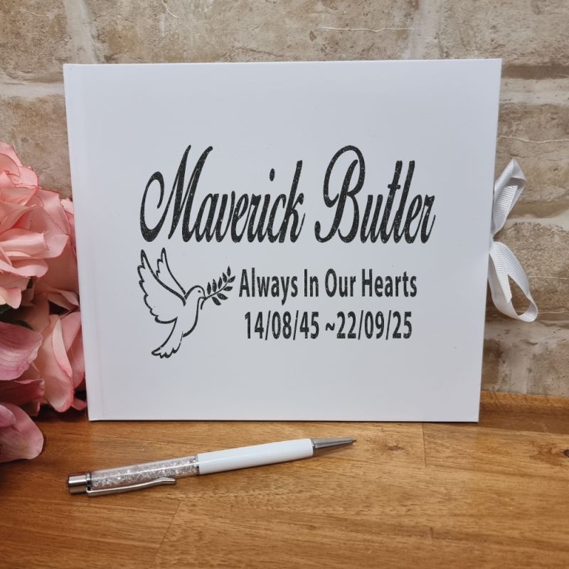 Personalised Memorial Guest Book & Pen