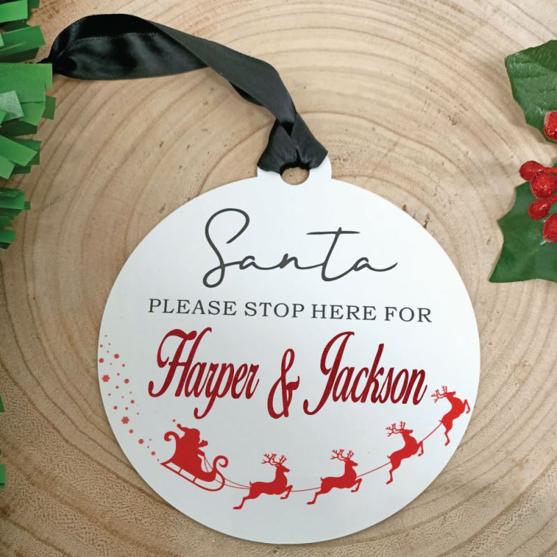 Santa Stop Here Hanging Sign