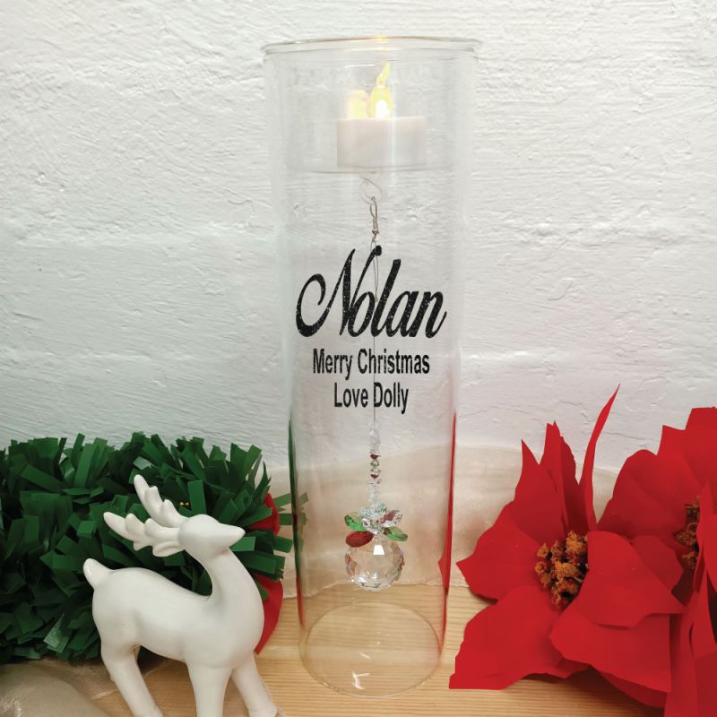 Christmas Candle Holder with Crystal Sphere