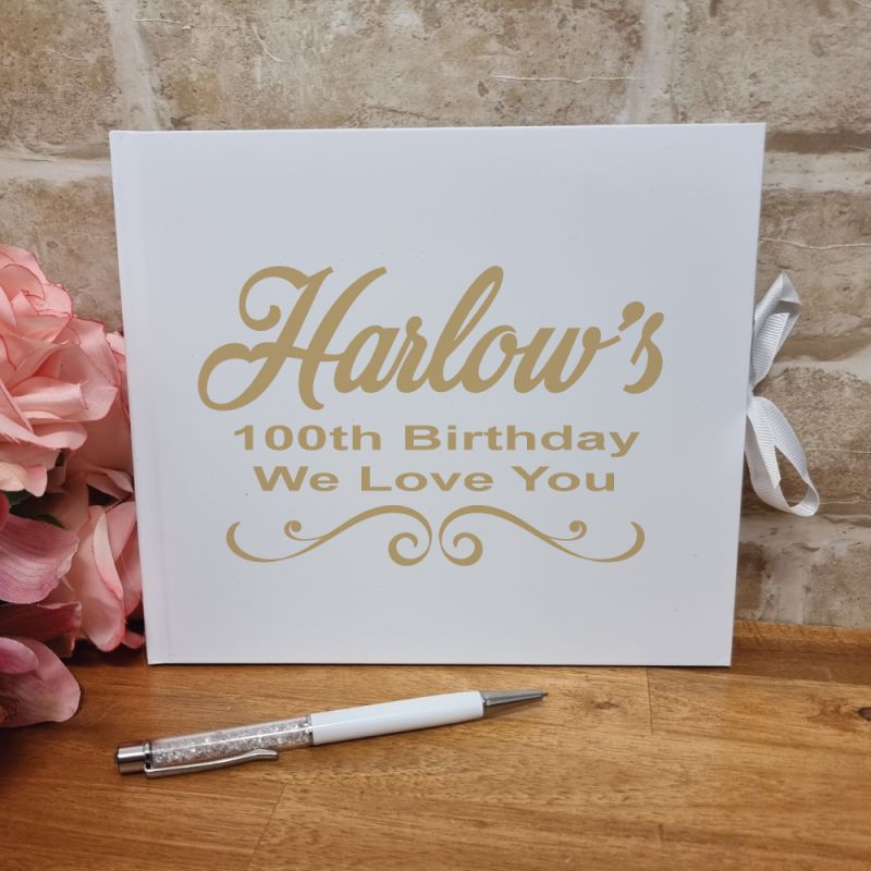 Personalised 100th Birthday Guest Book & Pen
