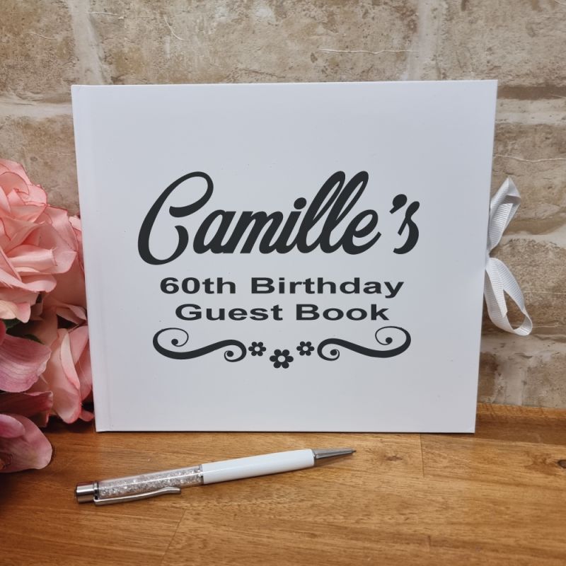 Personalised 60th Birthday Guest Book & Pen