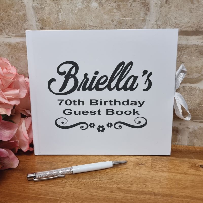 Personalised 70th Birthday Guest Book & Pen
