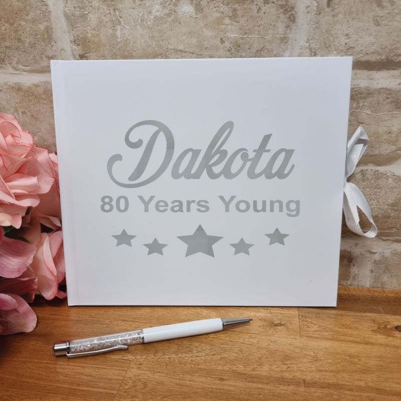 Personalised 80th Birthday Guest Book & Pen