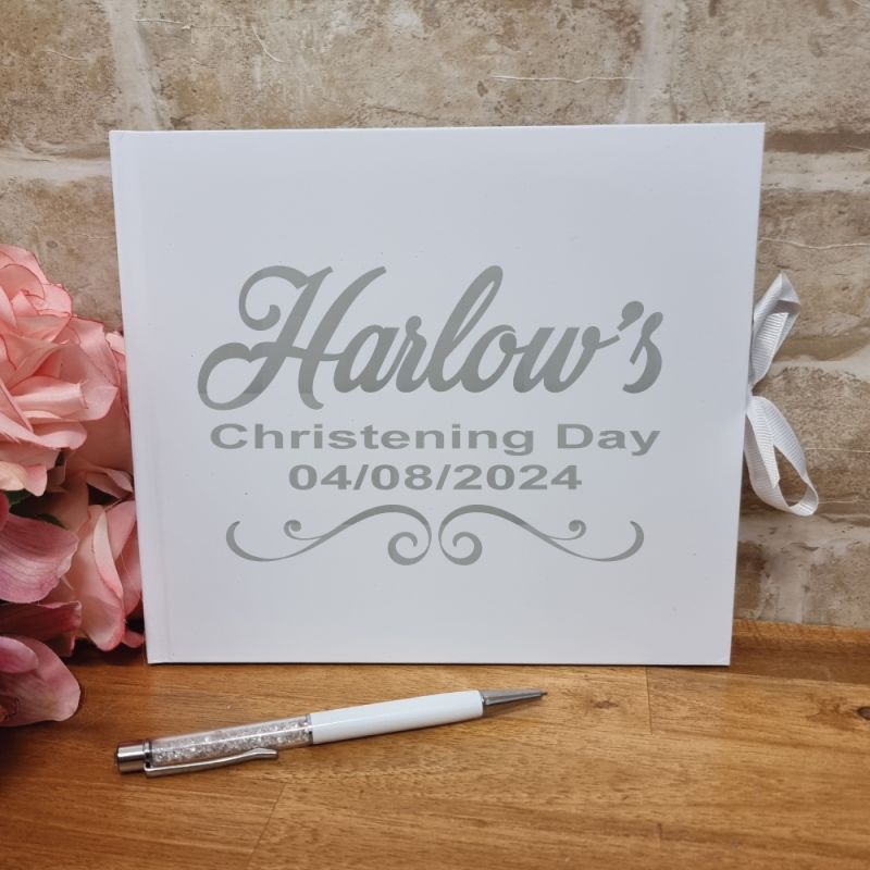 Personalised Christening Guest Book & Pen