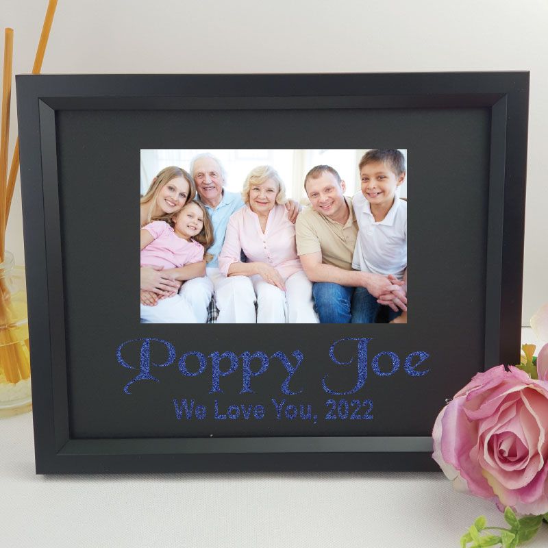 Poppy Personalised Photo Frame 4x6 Glitter Black