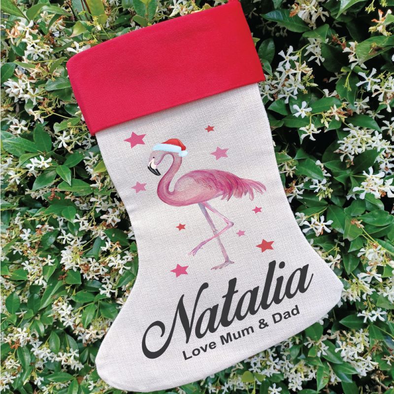 Personalised Christmas Stocking - Flamingo