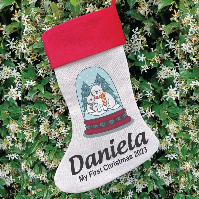 Personalised Christmas Stocking - Snow Globe