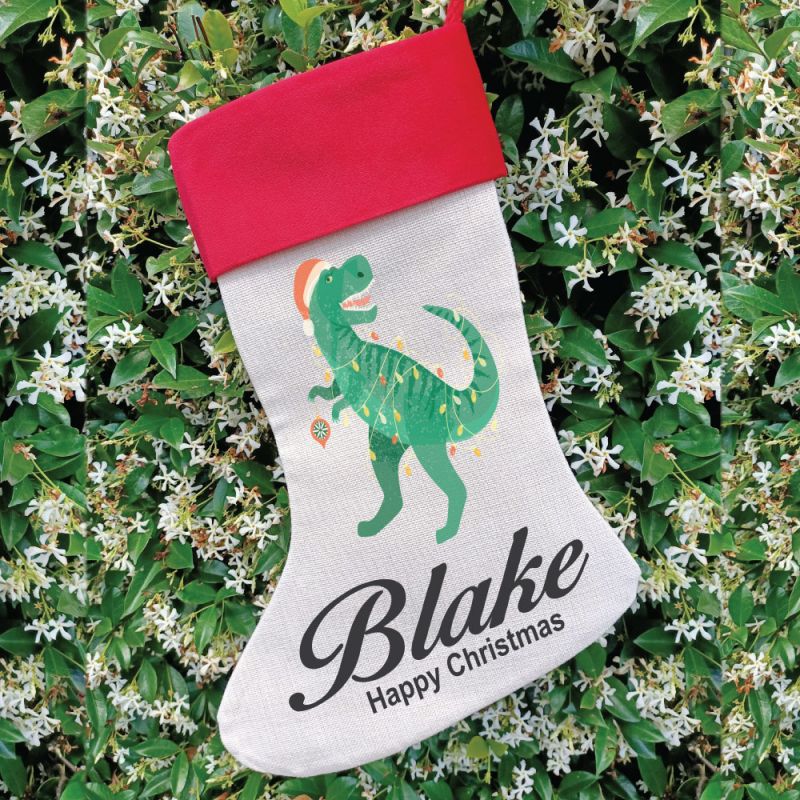 Personalised Christmas Stocking - Dinosaur