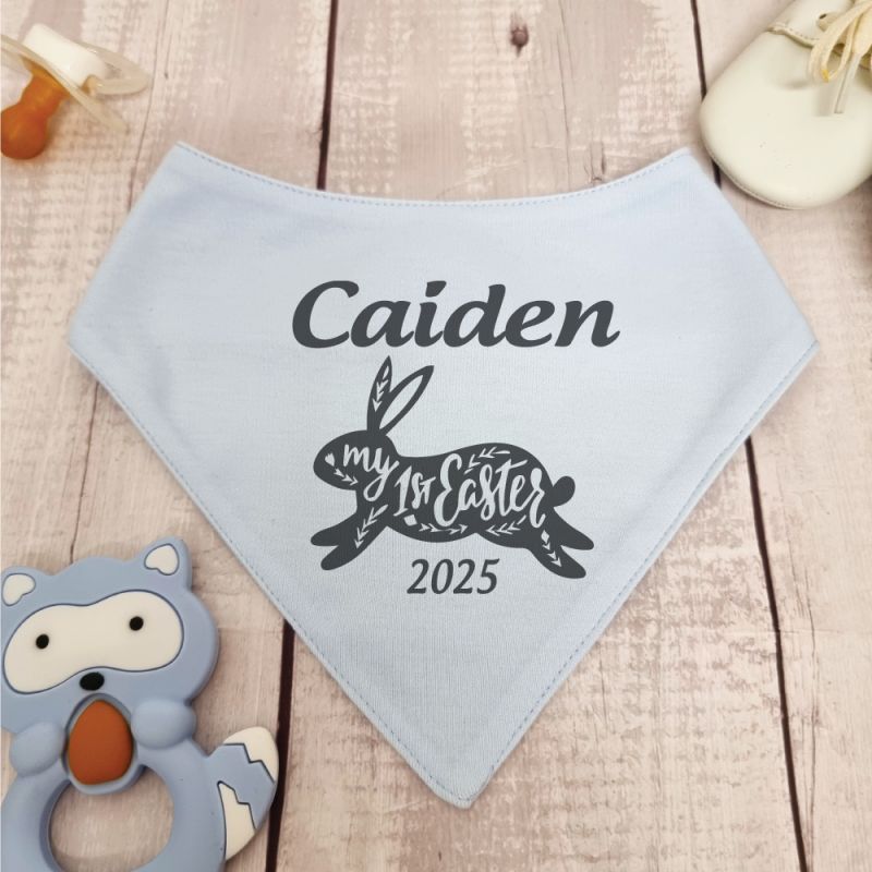 1st Easter Bandana Dribble Bib Blue Bunny