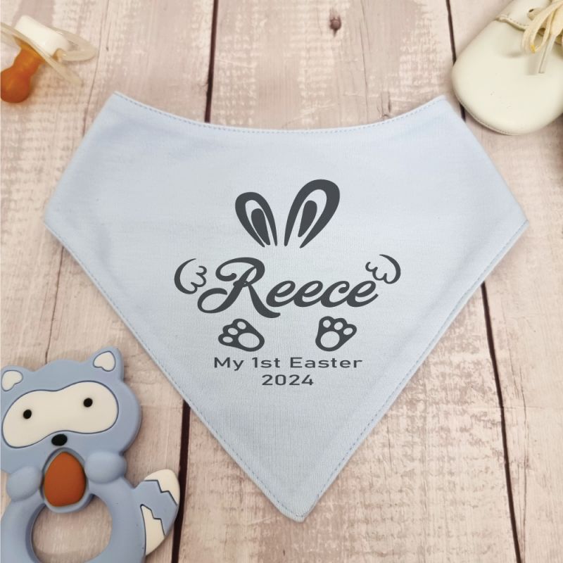 Easter Bandana Dribble Bib Blue Happy Bunny