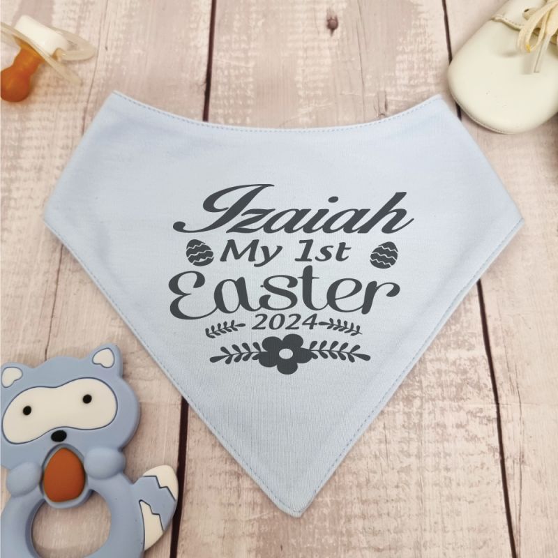 Easter Bandana Dribble Bib Blue Floral