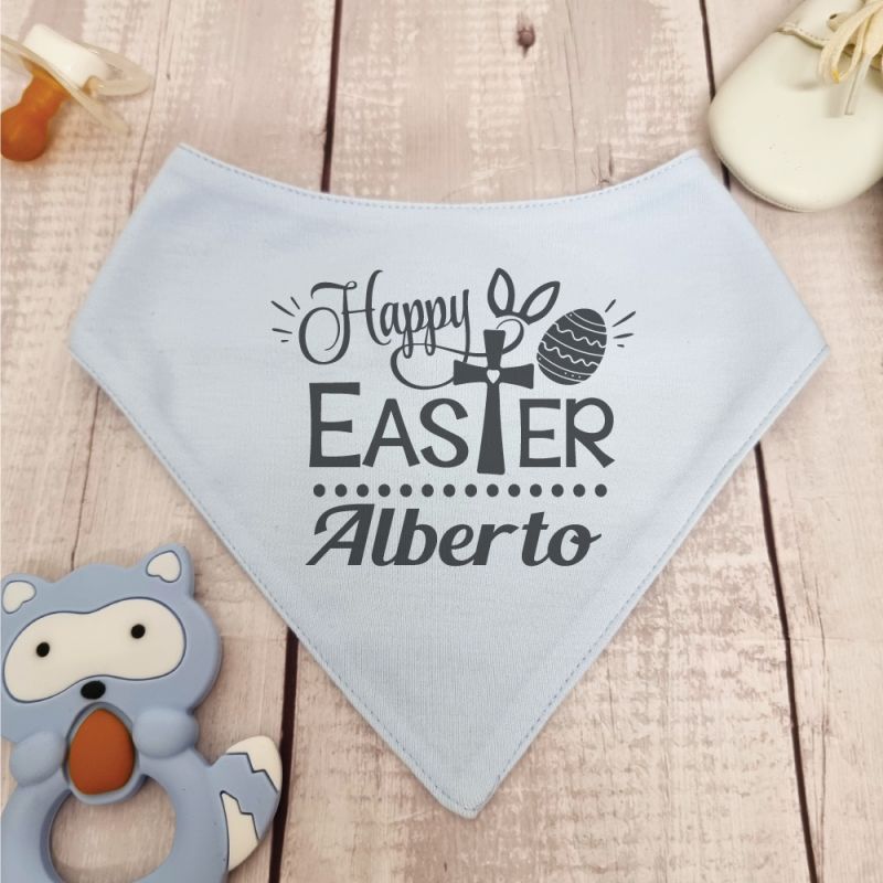 Happy Easter Bandana Dribble Blue Pink Heart Cross