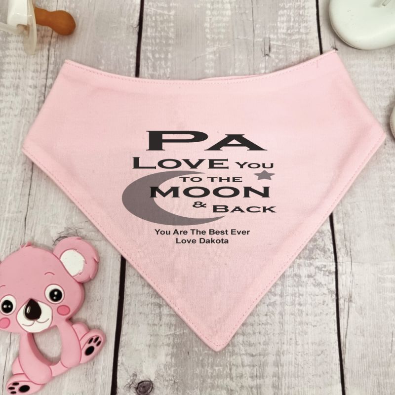 Love You To Moon & Back Grandpa Bandana Bib Pink