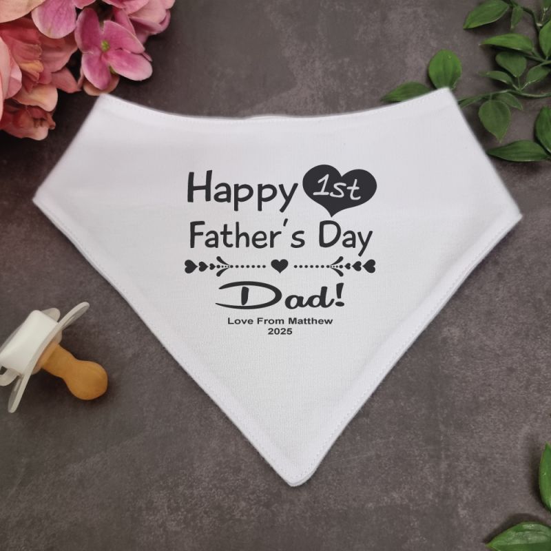 1st Fathers Day Bandana Dribble Bib White