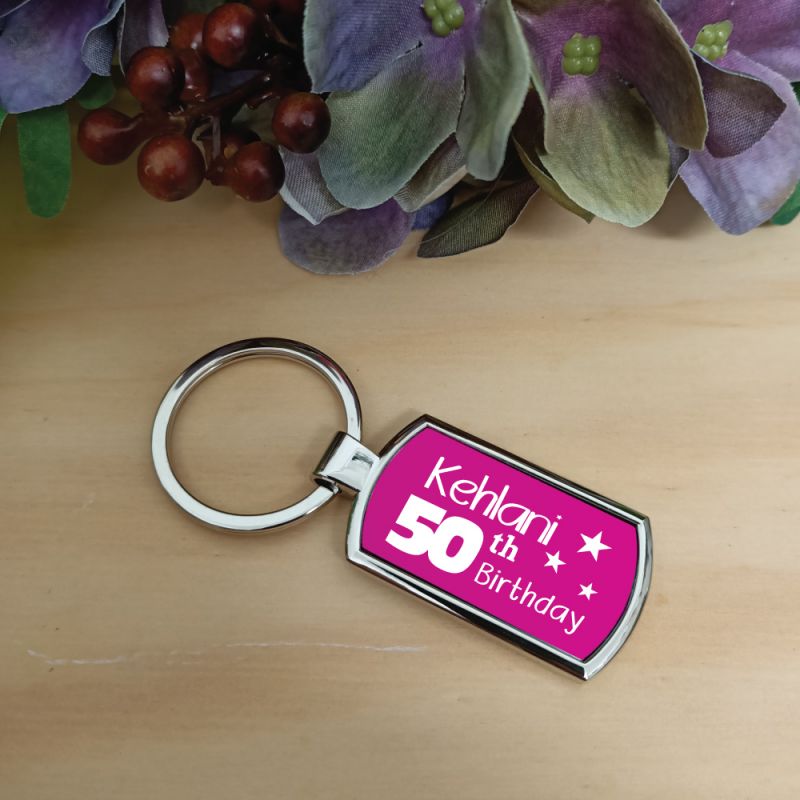 50th Birthday Keyring Gift - Personalised