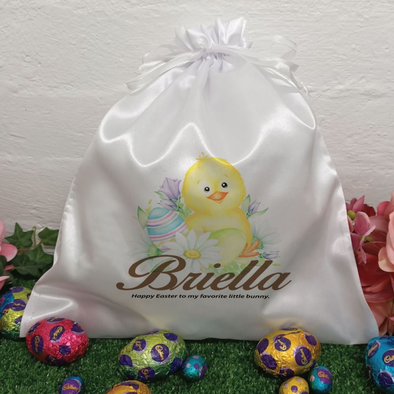 Personalised Easter Sack Hunt Bag 35cm  - Easter Chicken