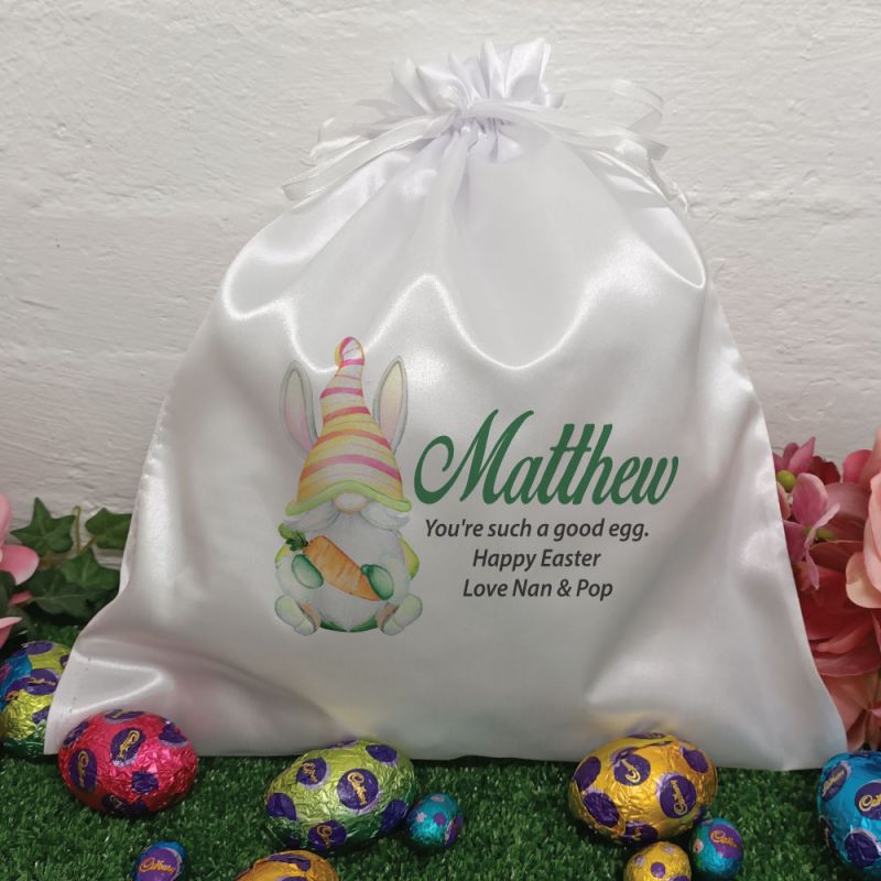 Personalised Easter Sack Hunt Bag 35cm  - Gnome