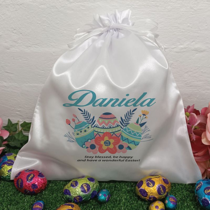 Personalised Easter Sack Hunt Bag 35cm  - Floral