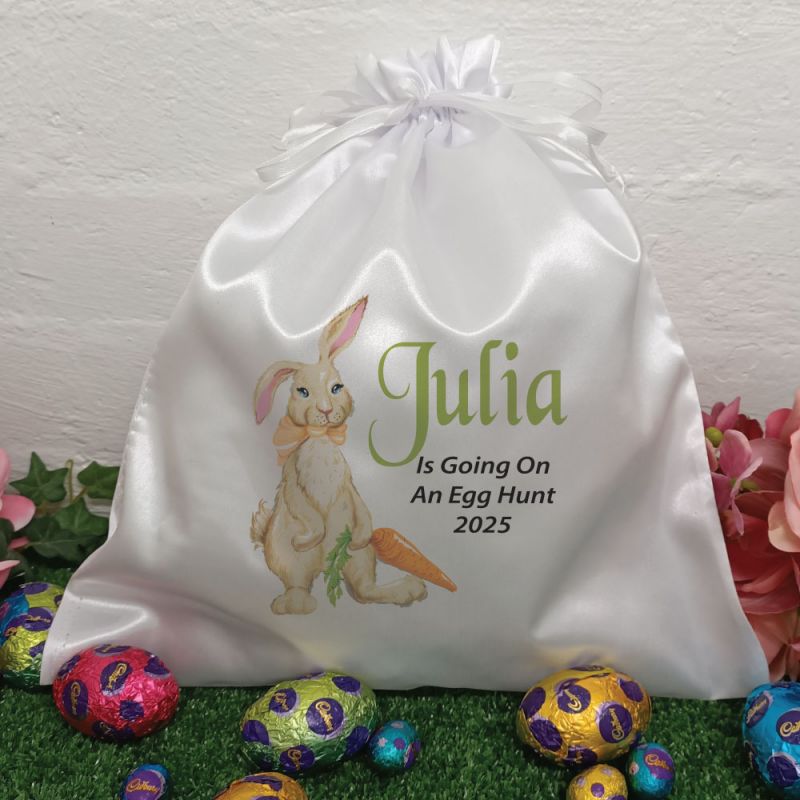 Personalised Easter Sack Hunt Bag 35cm  - Carrot Bunny
