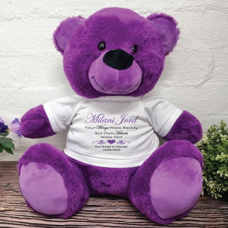 Personalised Memorial Teddy Bear Purple 40cm