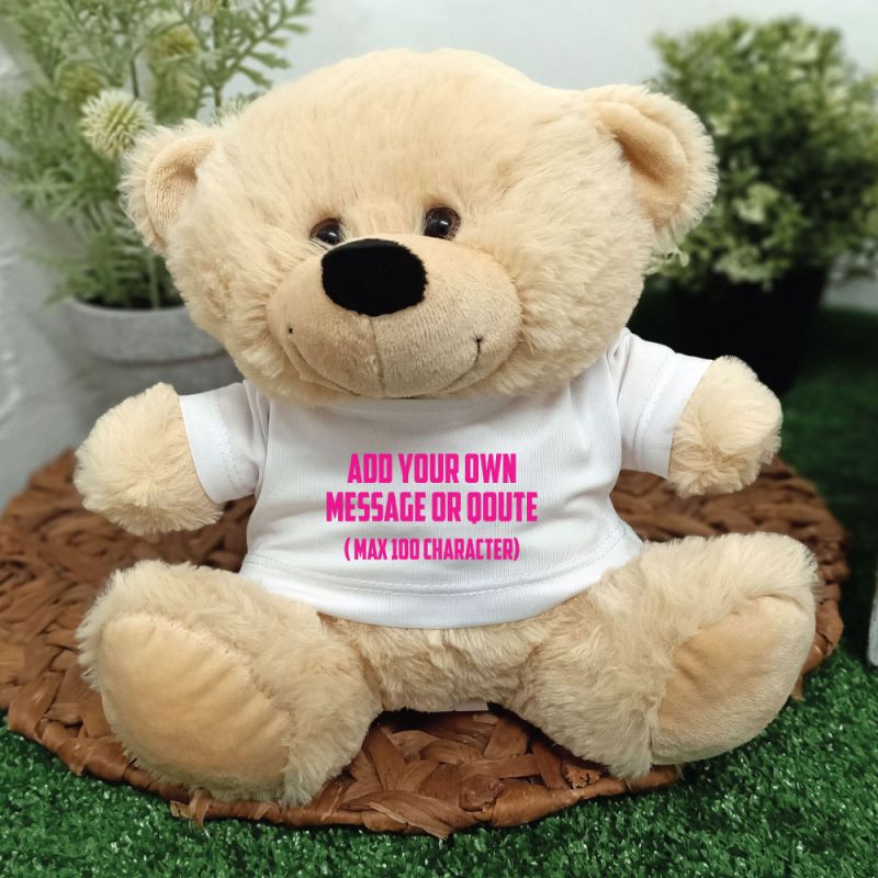 Custom Text T-Shirt Bear Cream Plush