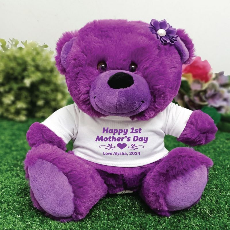 Mothers Day Personalised Teddy Bear Purple