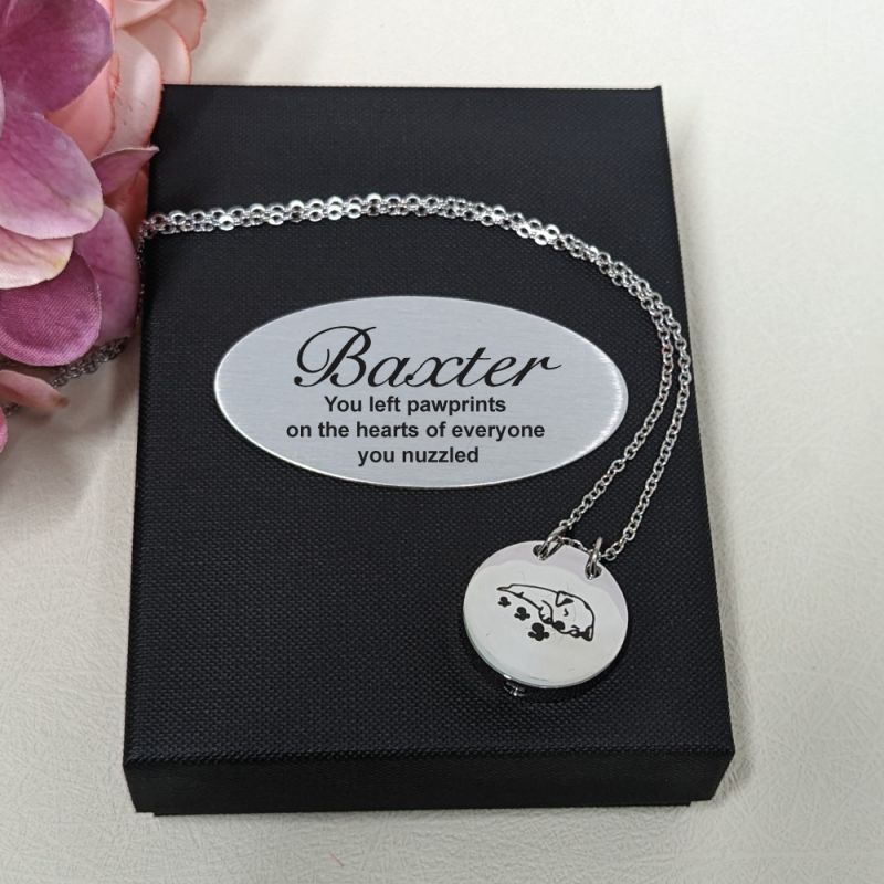 Dog Memorial Urn Cremation jewellery in Personalised Box