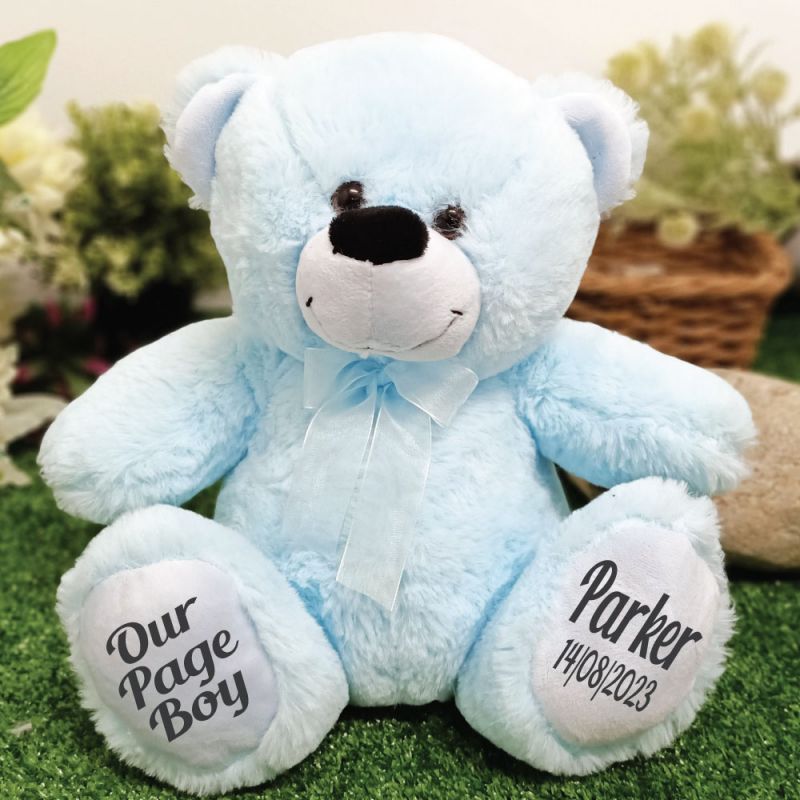 Page Boy Teddy Bear 30cm Light Blue