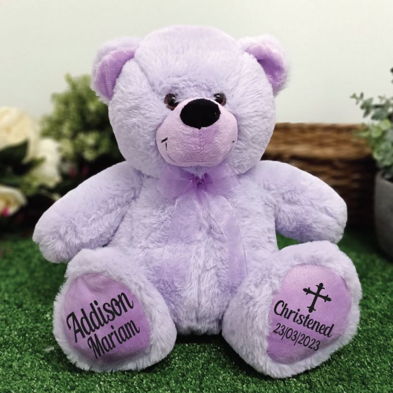 Christening Personalised Teddy Bear 30cm Lavender