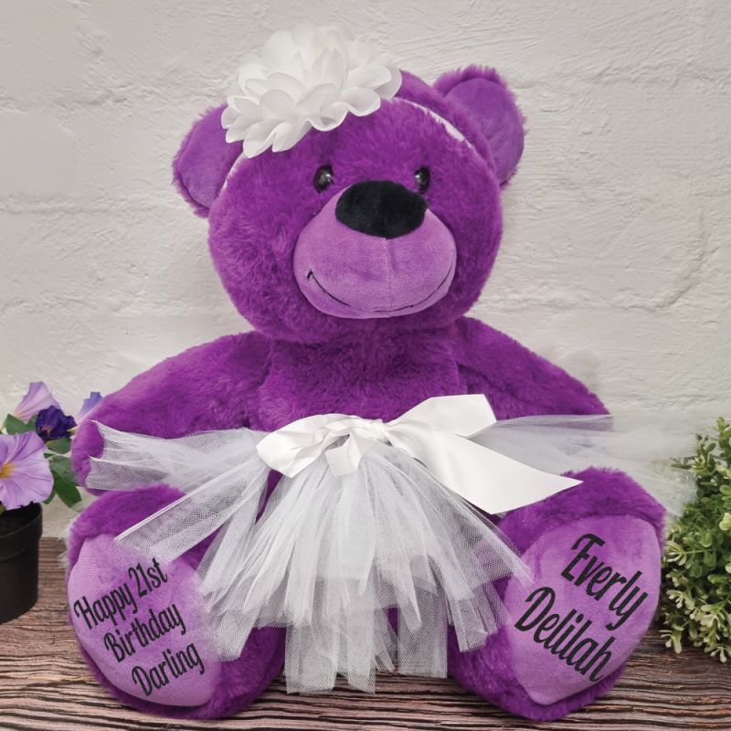 21st Birthday  Ballerina Teddy Bear 40cm Plush -Purple