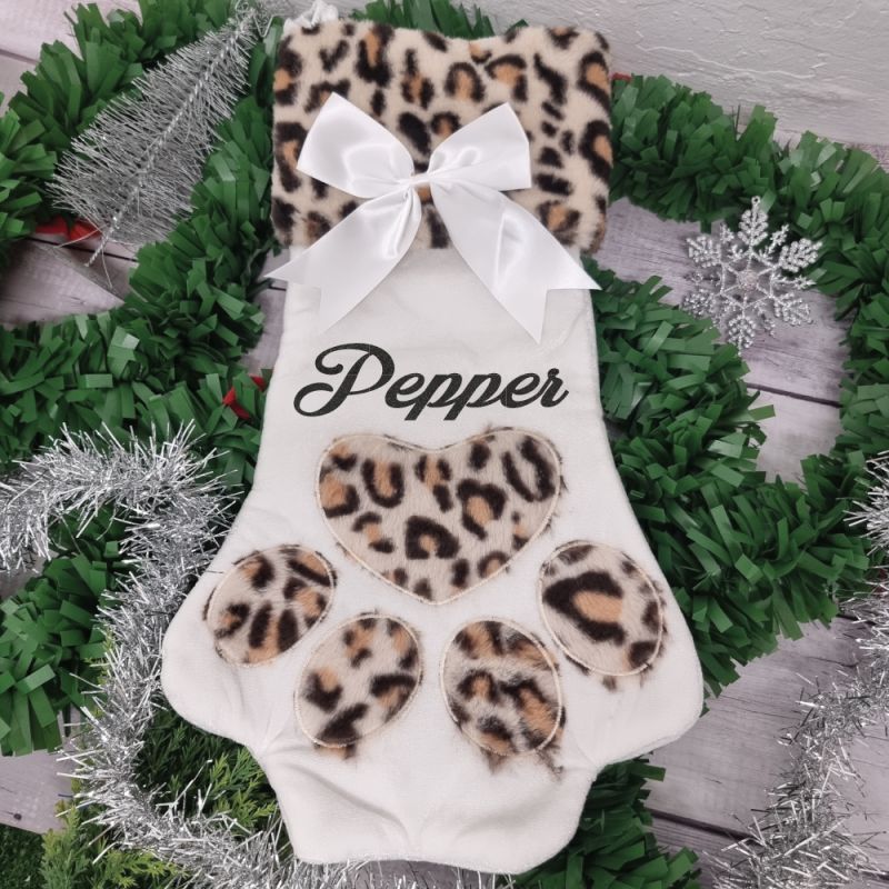 Large Pet Christmas Stocking 53cm - Leopard