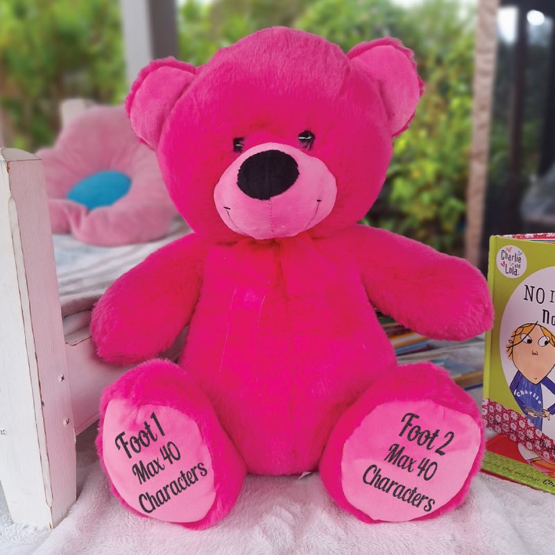 Personalised Teddy Message Bear 40cm Plush Hot Pink