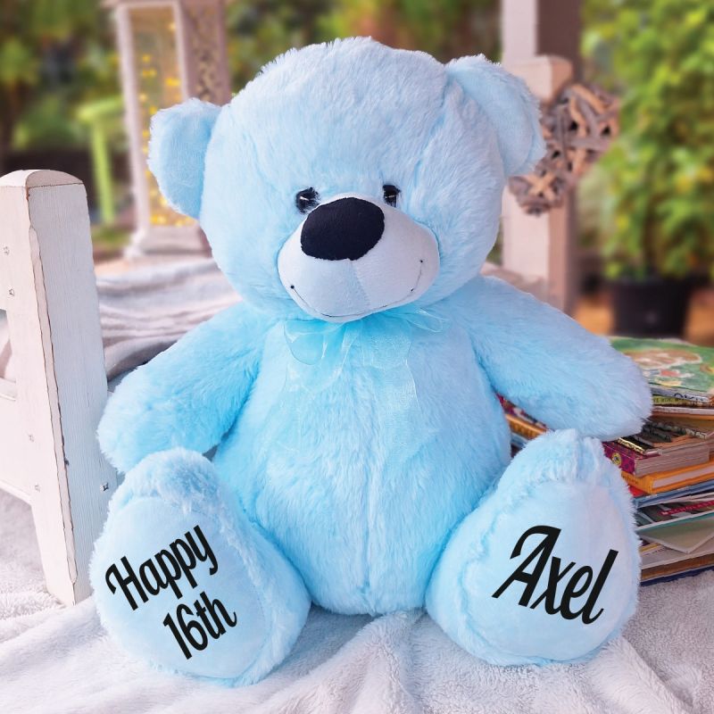 Personalised 16th Birthday Teddy Bear 40cm -Light Blue