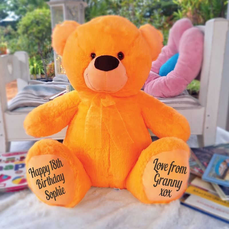 Personalised 18th Birthday Teddy Bear 40cm Plush Orange