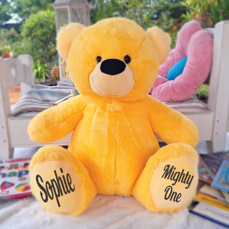 Personalised 1st Birthday Teddy Bear 40cm Plush  Yellow