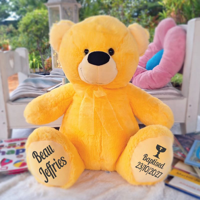 Baptism Personalised Teddy Bear 40cm Yellow