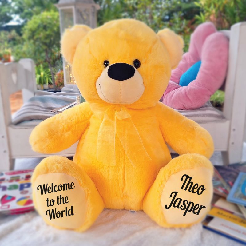 Baby Birth Details Teddy Bear 40cm Plush Yellow