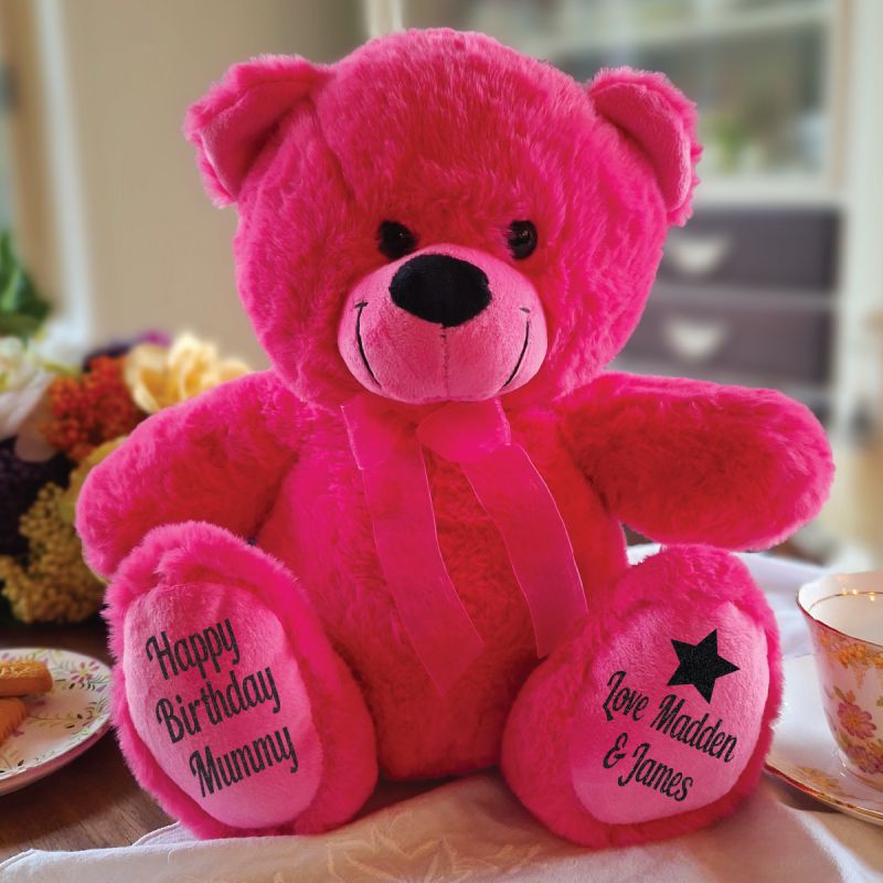 Love Mum Personalised Bear 30cm Hot Pink