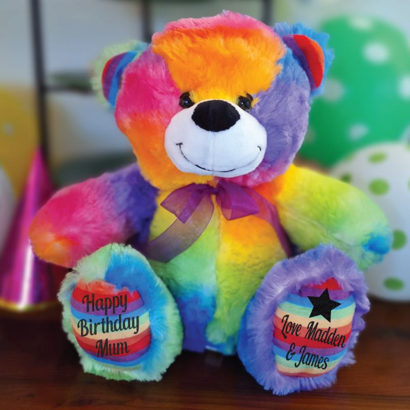Love Mum Personalised Bear 30cm Rainbow
