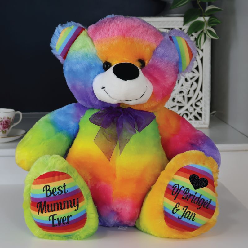 Personalised Mum Teddy Bear 40cm Plush Rainbow