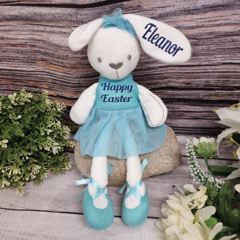 Personalised Easter Bunny Toy Aqua Blossom